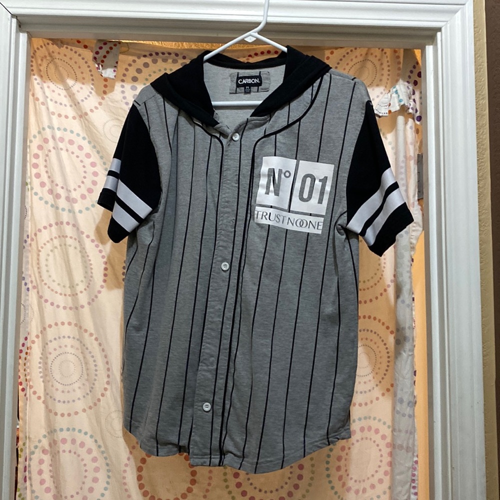 Hooded button up Baseball Jersey